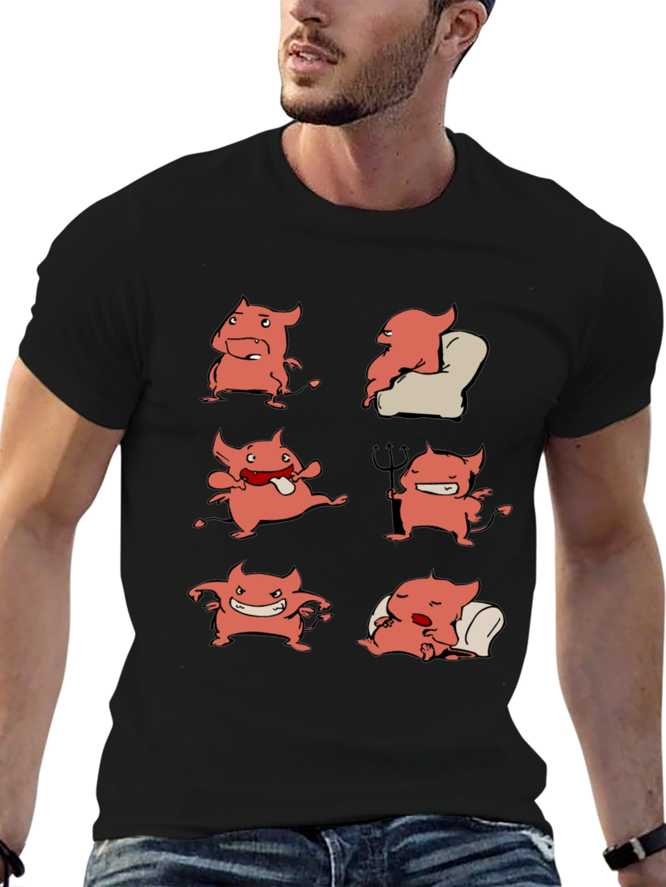 Devil Cartoon Character Graphic Print Tee