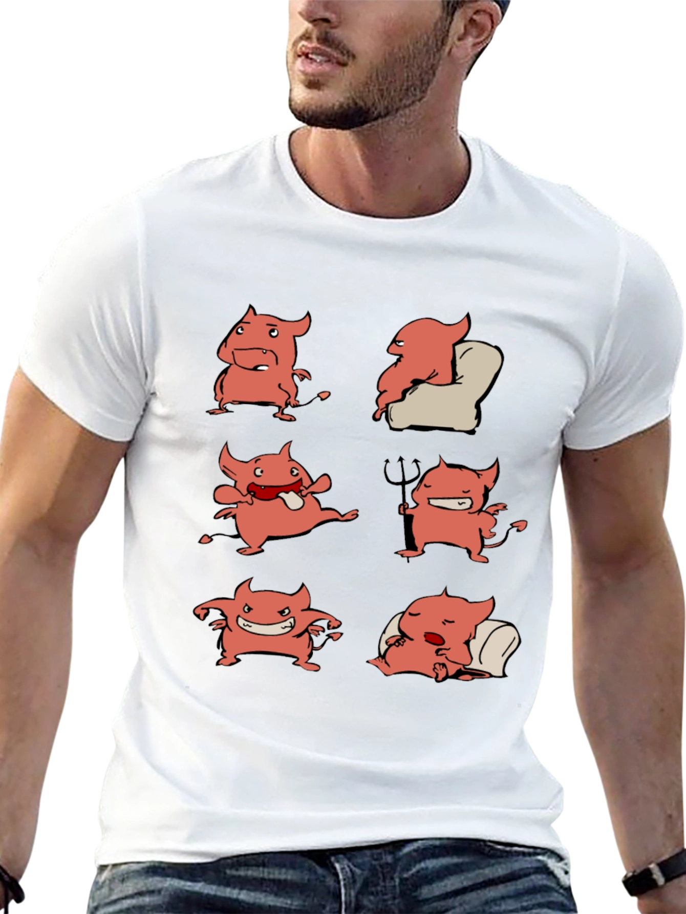 Devil Cartoon Character Graphic Print Tee