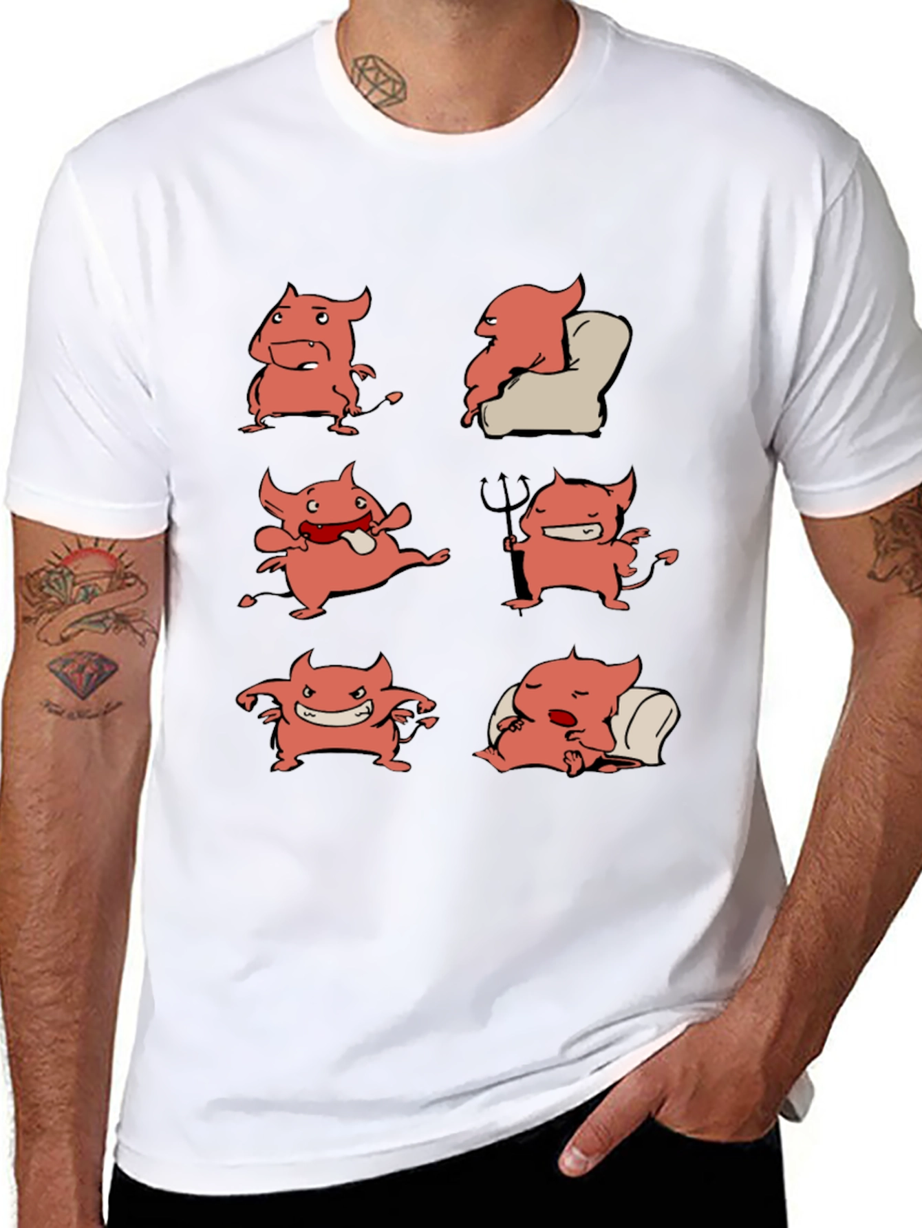 Devil Cartoon Character Graphic Print Tee