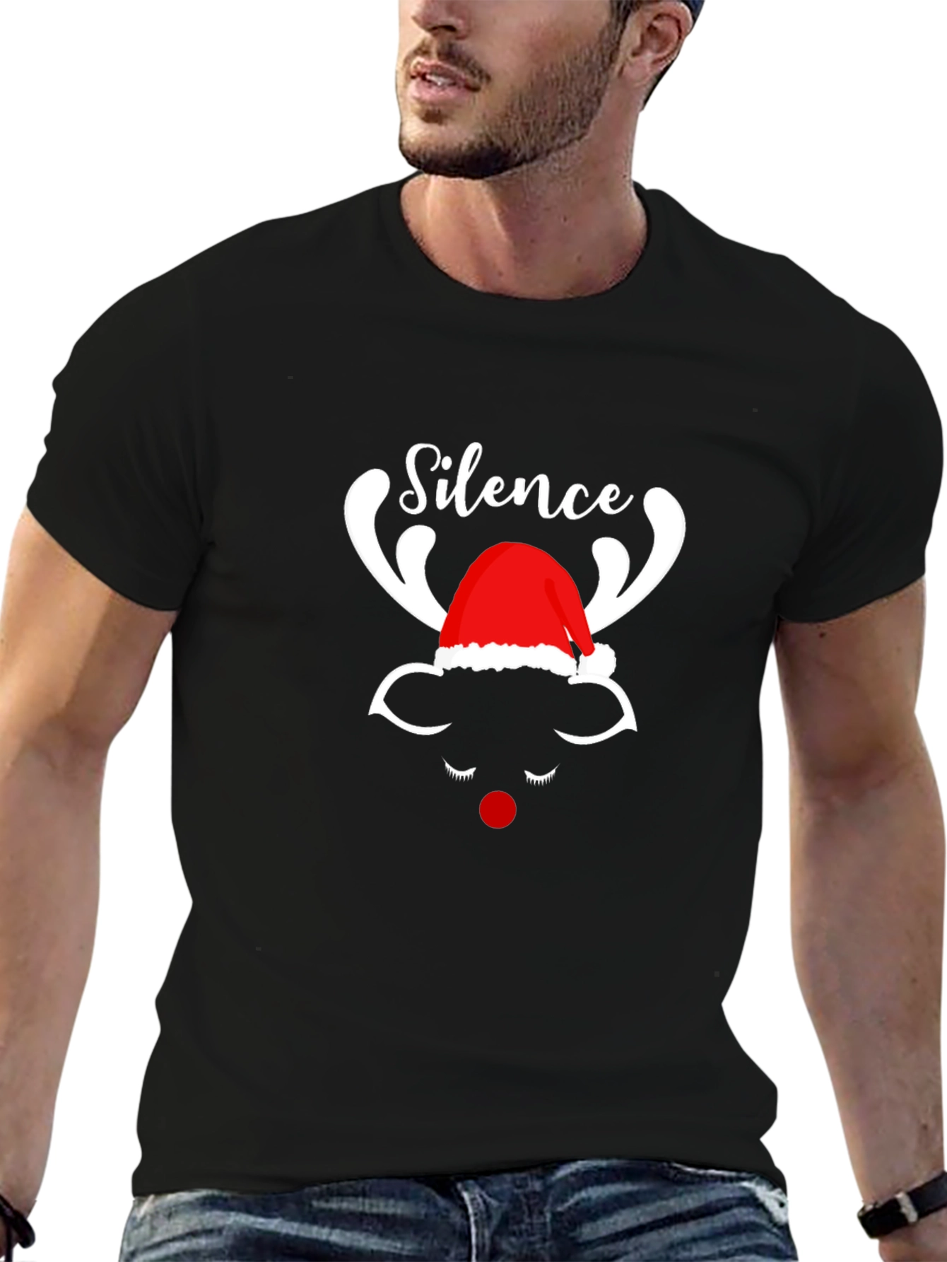 Silence Reindeer Christmas Graphic T-Shirt