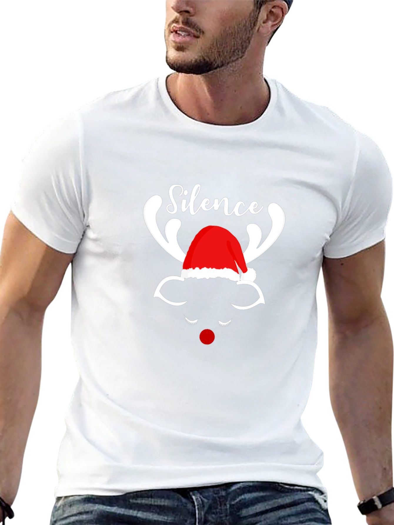 Silence Reindeer Christmas Graphic T-Shirt