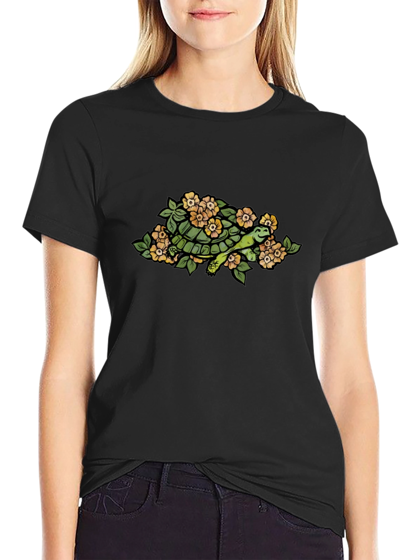 Turtle & Flower Graphic T-Shirt