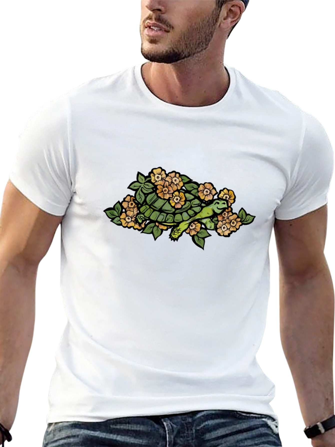 Turtle & Flower Graphic T-Shirt