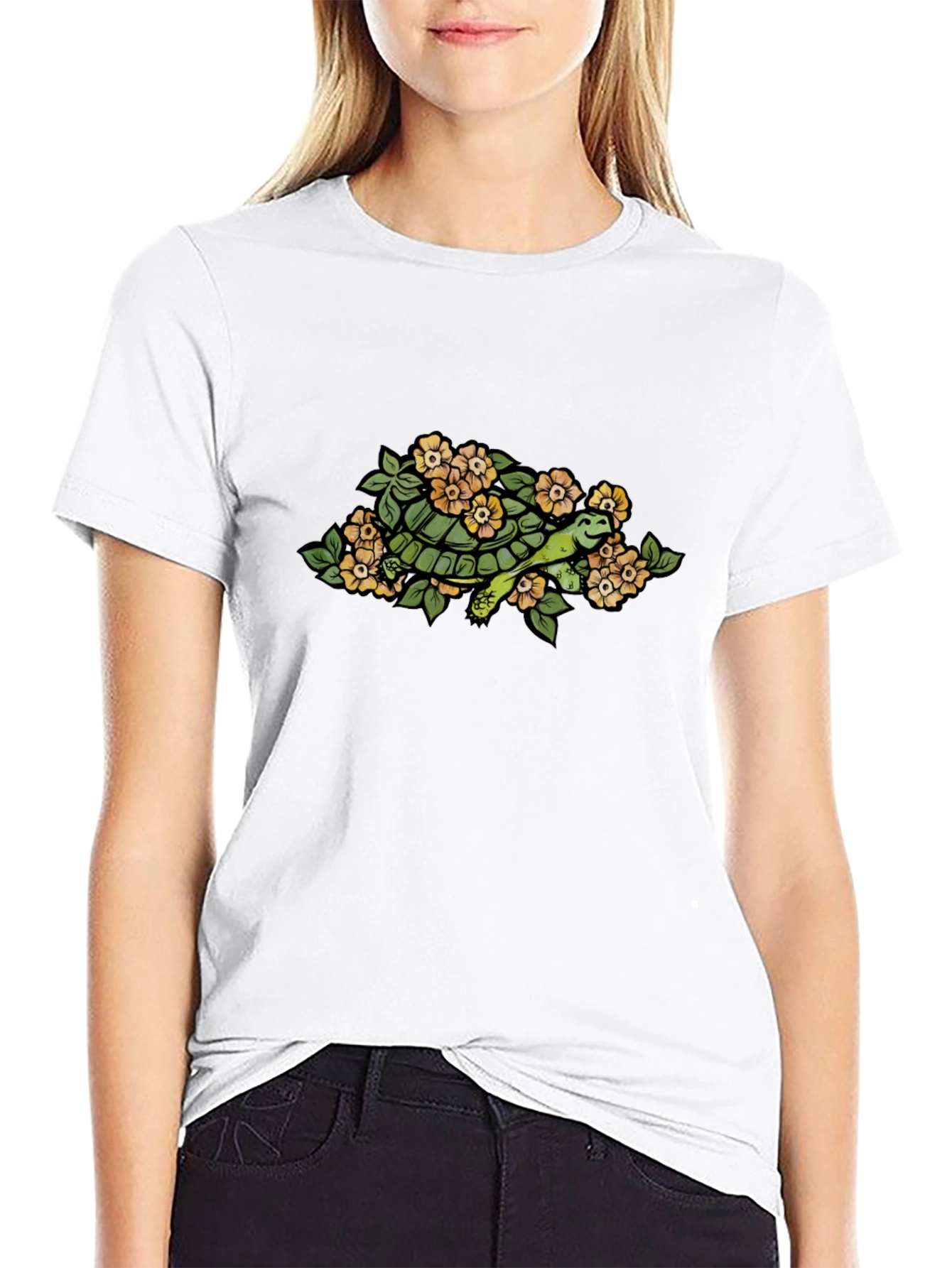 Turtle & Flower Graphic T-Shirt