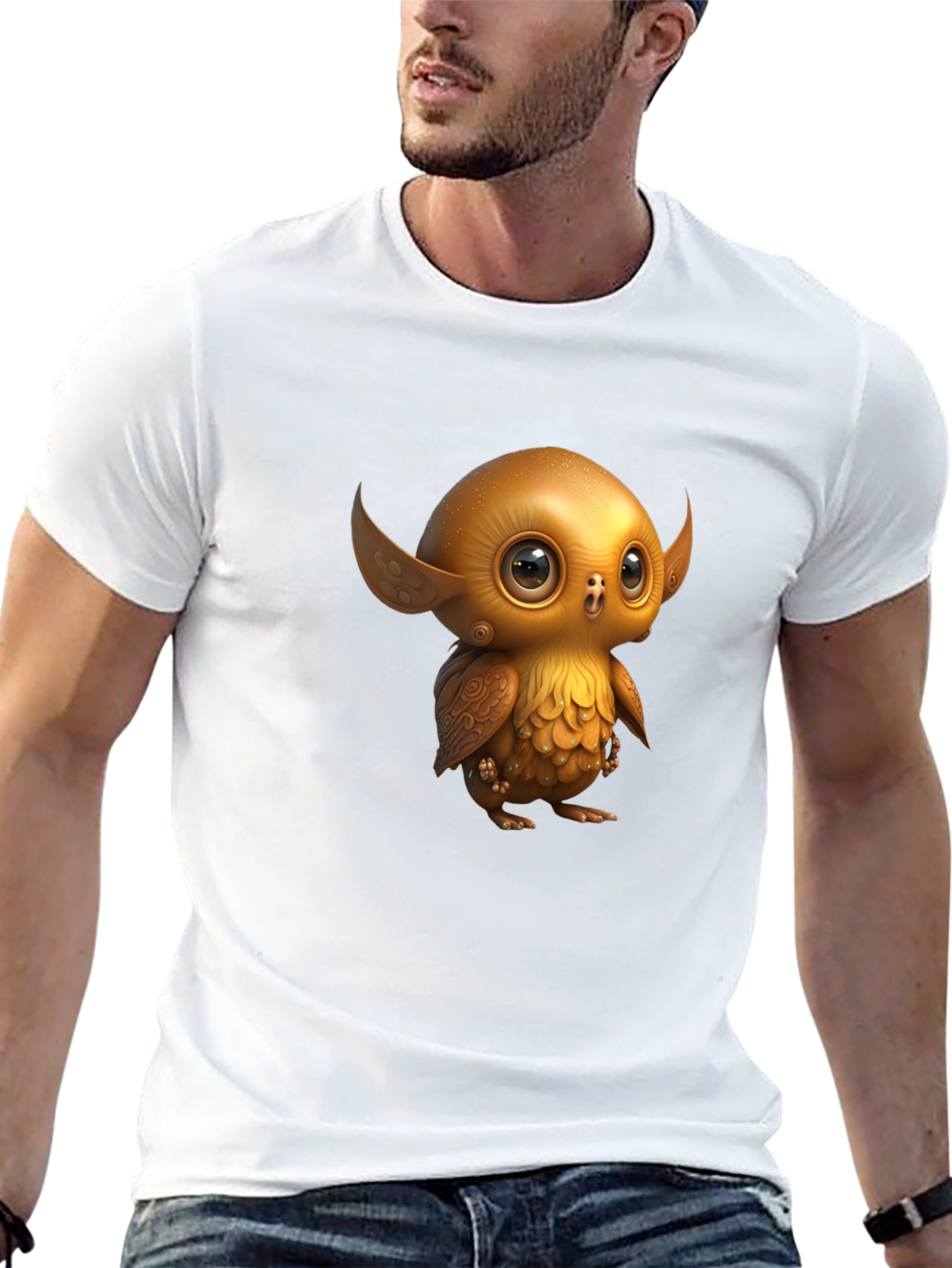Cute Golden Owl Creature Graphic Tee