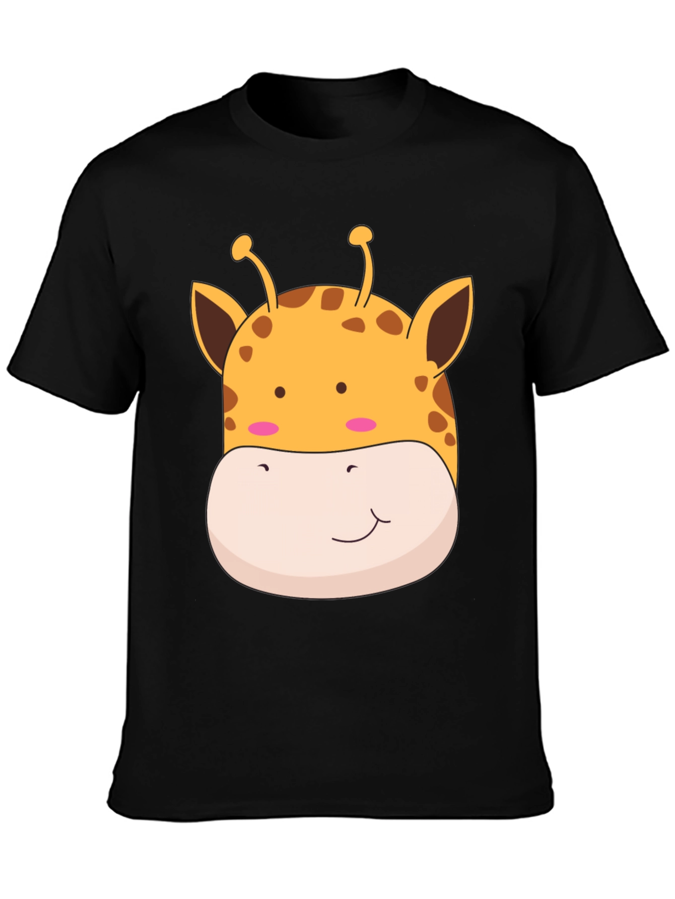 Giraffe Face Graphic Black T-Shirt