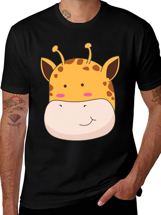 Giraffe Face Graphic Black T-Shirt