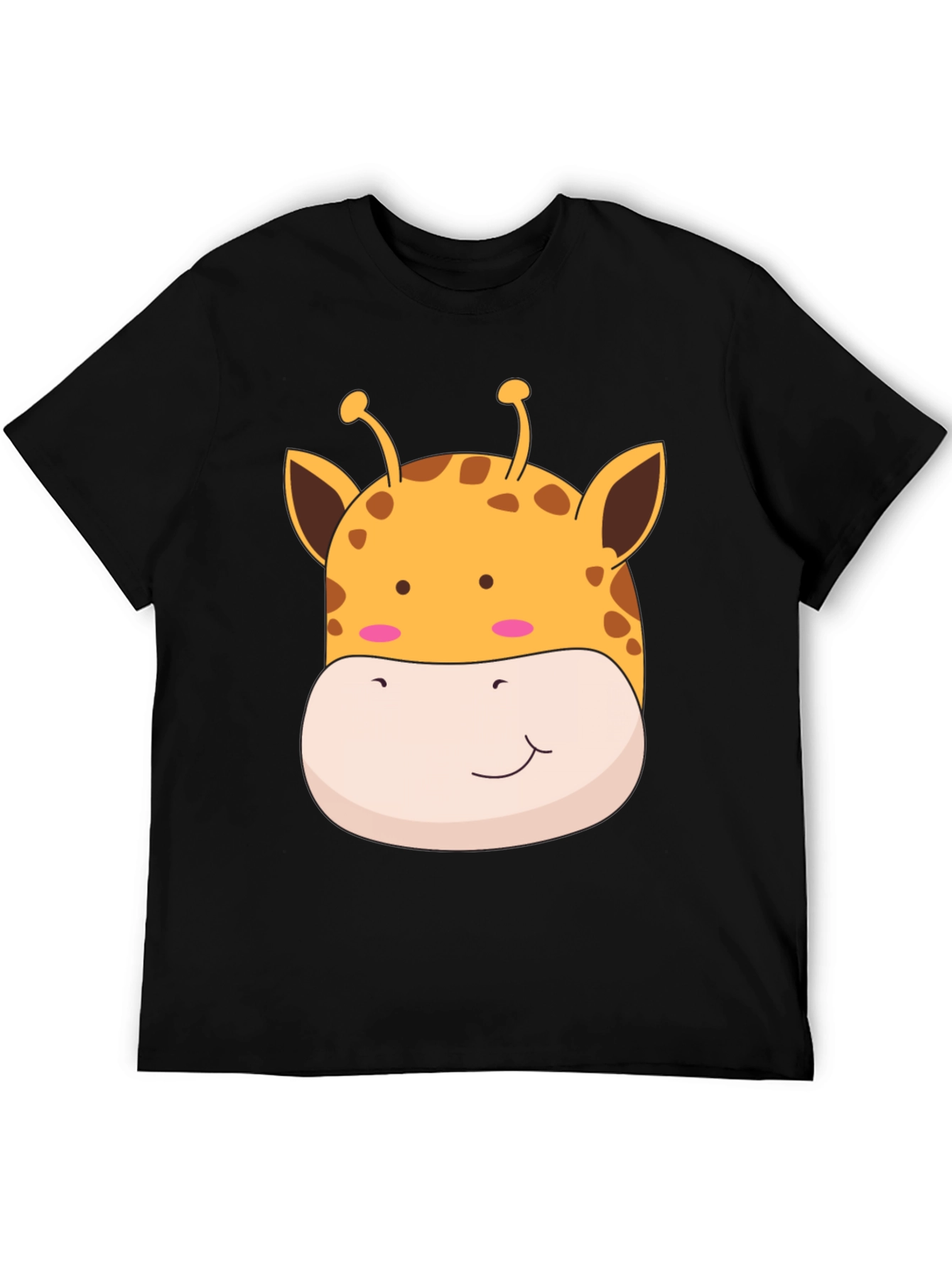 Giraffe Face Graphic Black T-Shirt