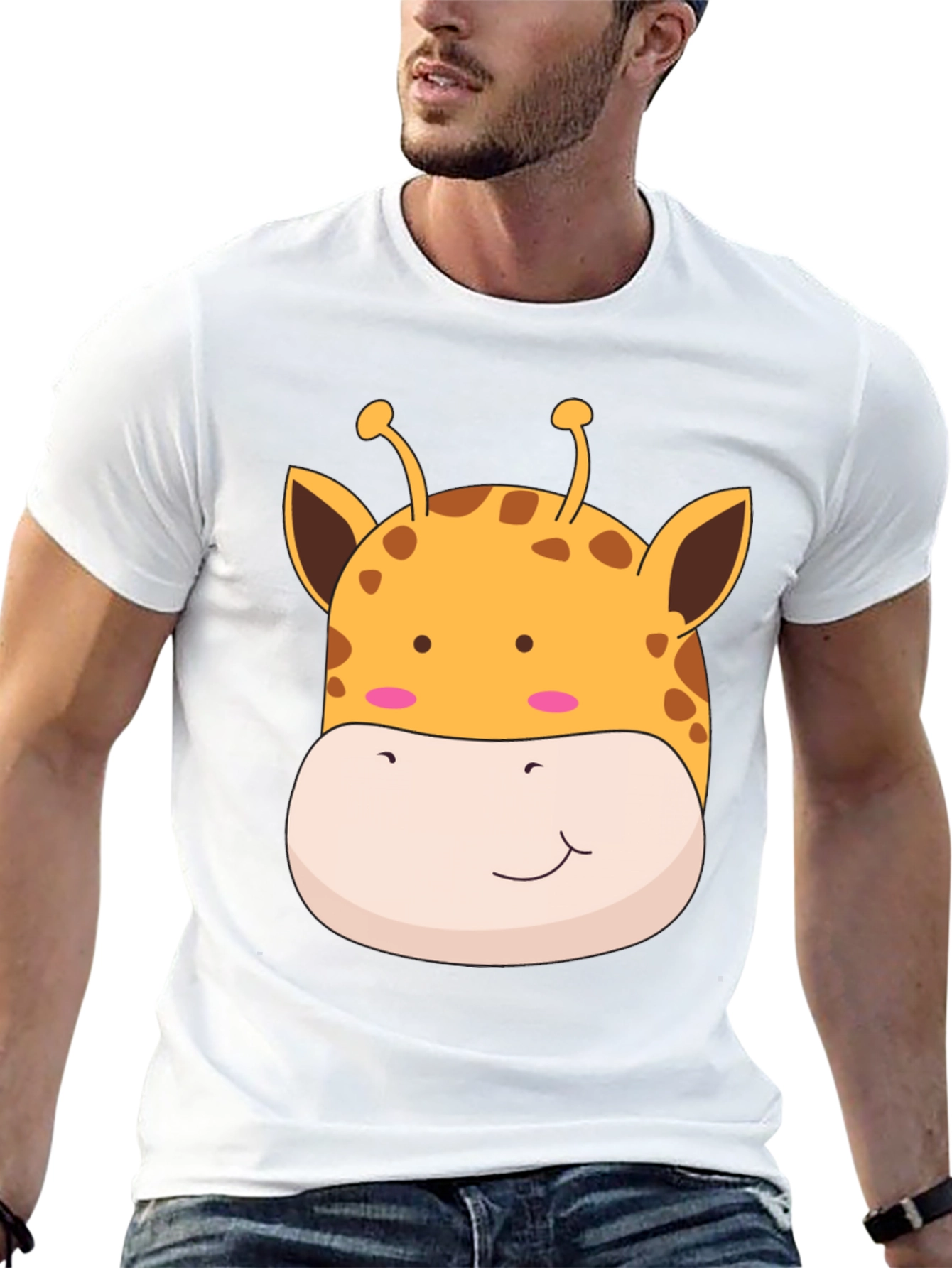 Giraffe Face Graphic Black T-Shirt