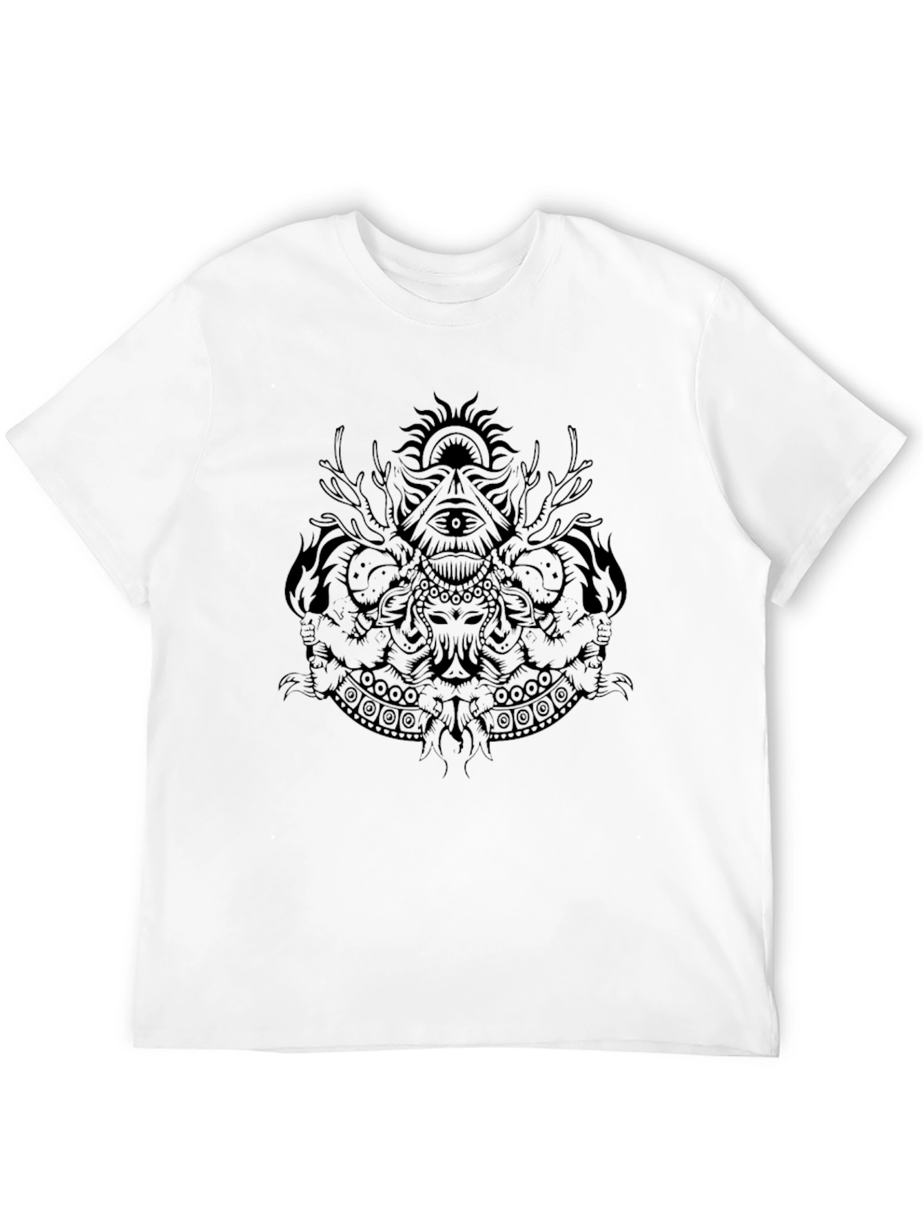 Mystic Print Black Cotton T-Shirt