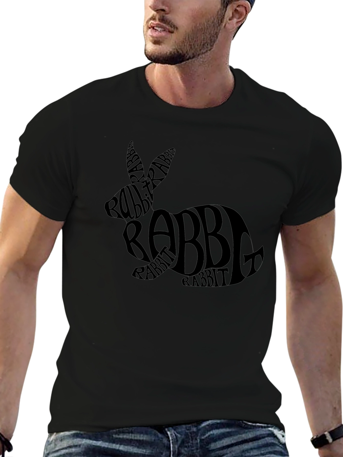 Rabbit Word Art Graphic T-Shirt