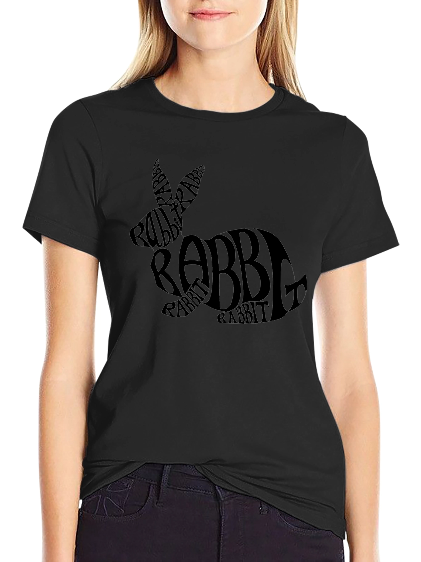 Rabbit Word Art Graphic T-Shirt