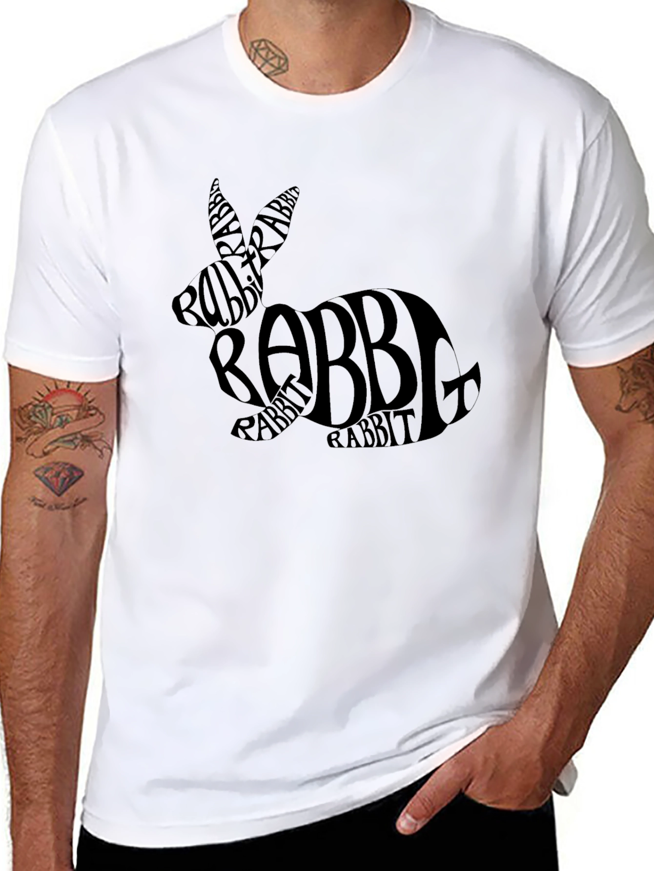 Rabbit Word Art Graphic T-Shirt