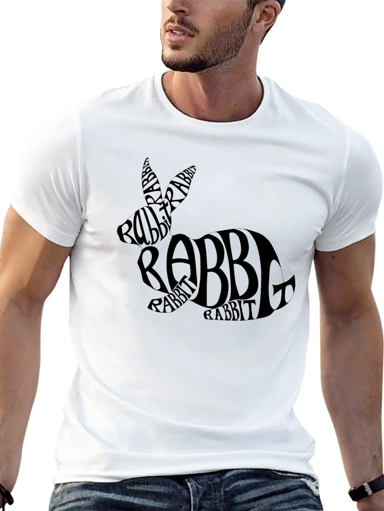 Rabbit Word Art Graphic T-Shirt