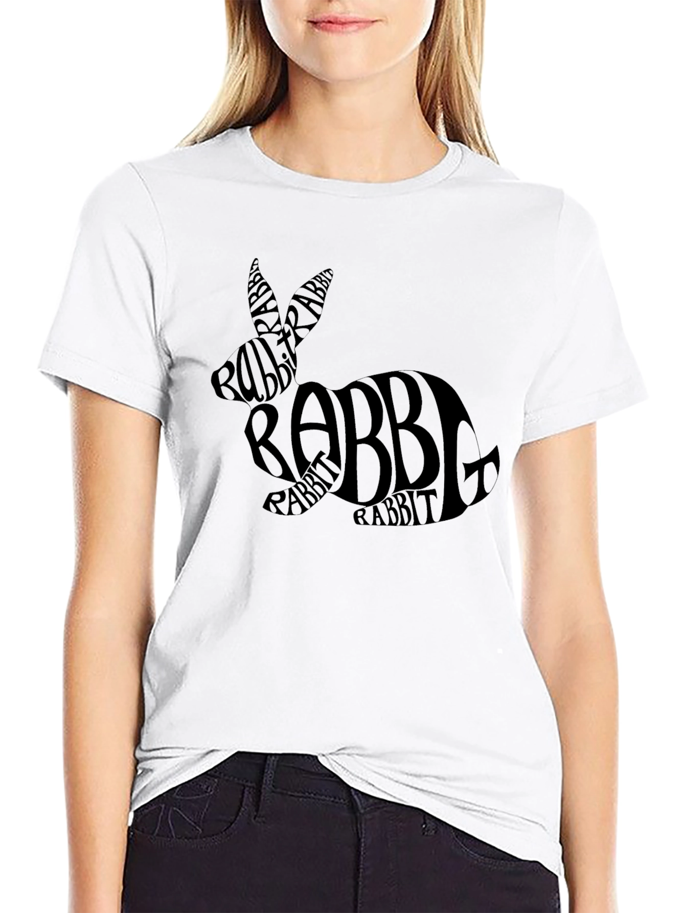 Rabbit Word Art Graphic T-Shirt