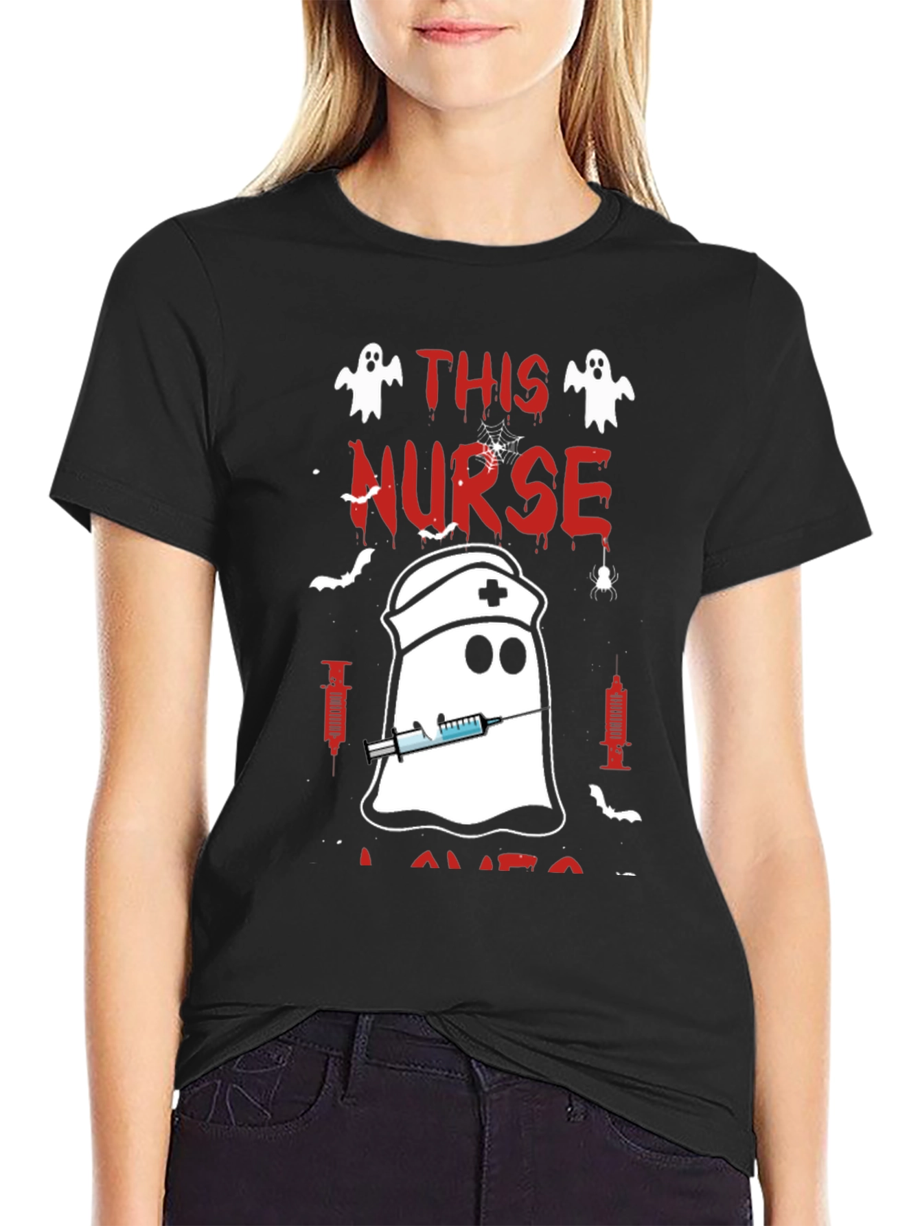 Halloween Nurse Ghost T-Shirt - Spooky Nursing Tee