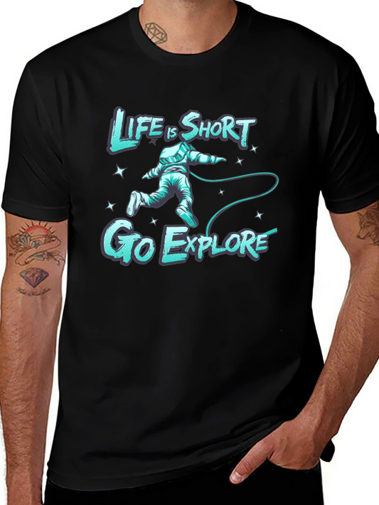 Life Is Short Go Explore Black Graphic Tee