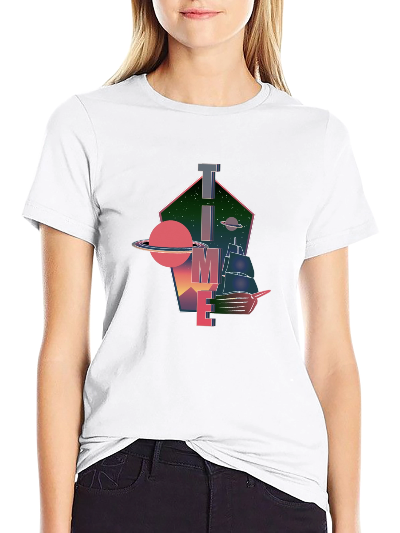 Time & Space Black Graphic Tee