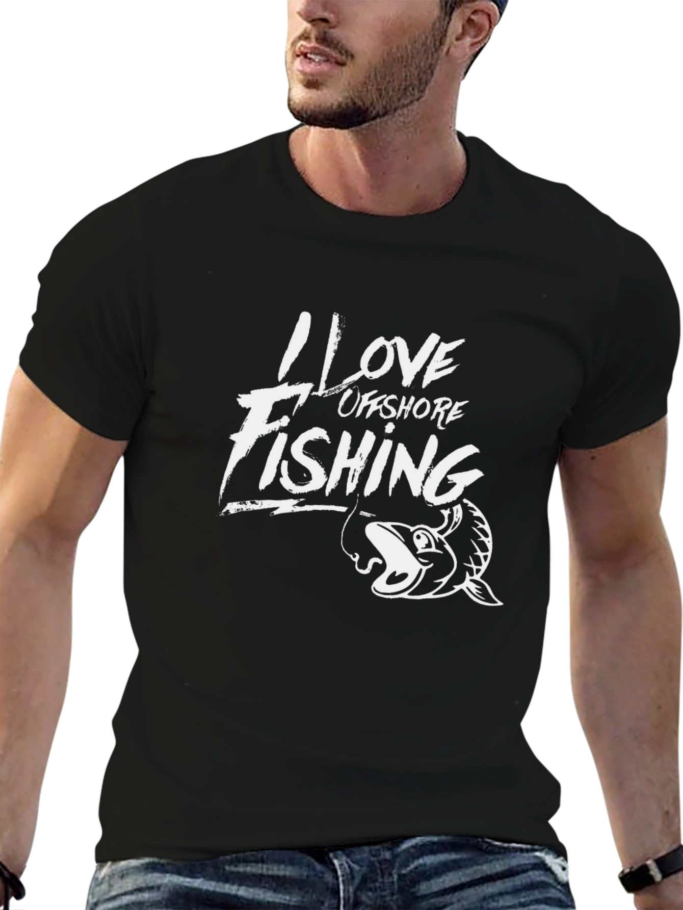 I Love Offshore Fishing Black T-Shirt