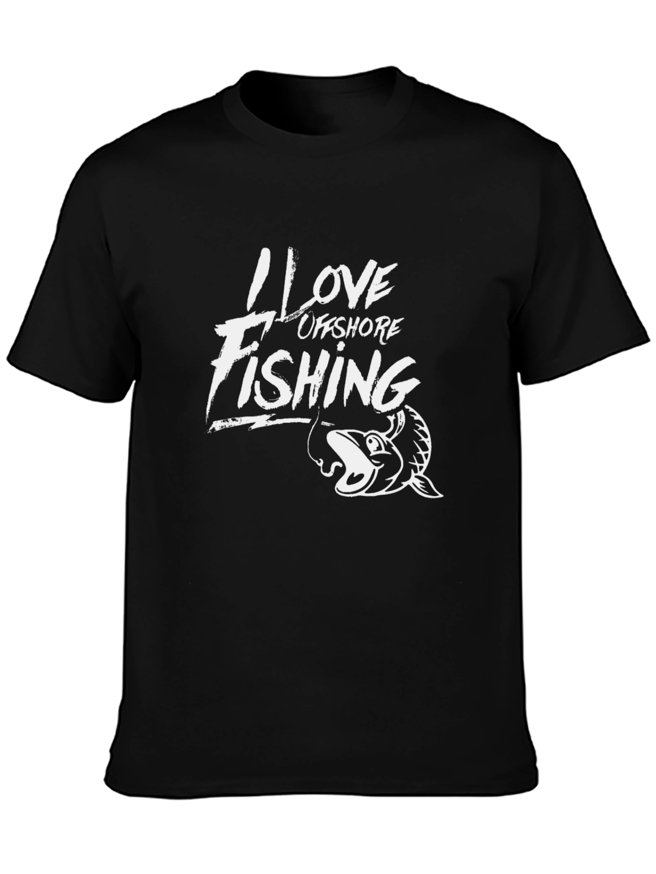I Love Offshore Fishing Black T-Shirt