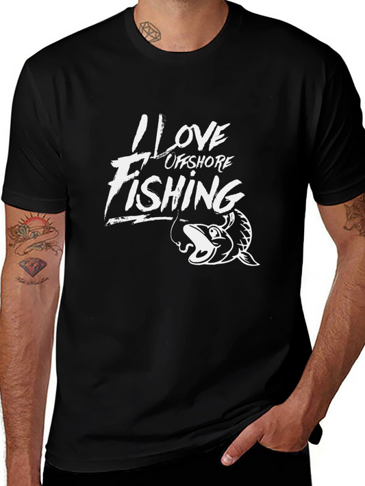 I Love Offshore Fishing Black T-Shirt