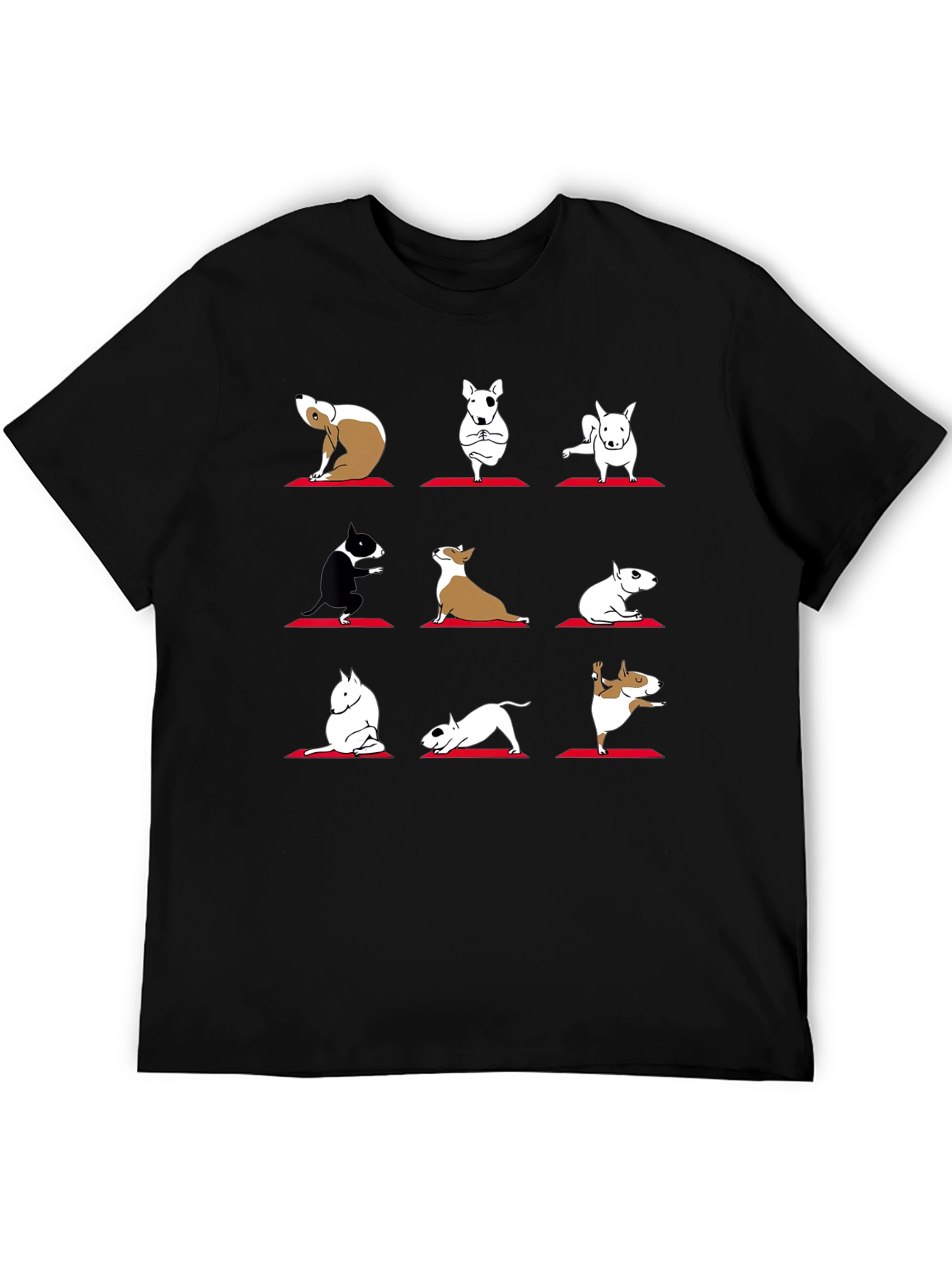 Yoga Dogs Graphic Tee - Bull Terrier Poses T-Shirt