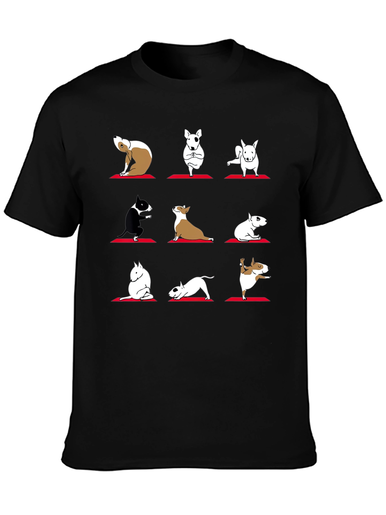 Yoga Dogs Graphic Tee - Bull Terrier Poses T-Shirt