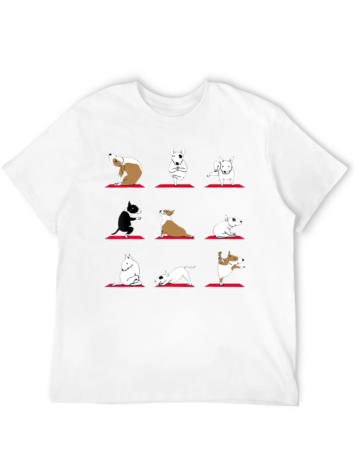 Yoga Dogs Graphic Tee - Bull Terrier Poses T-Shirt