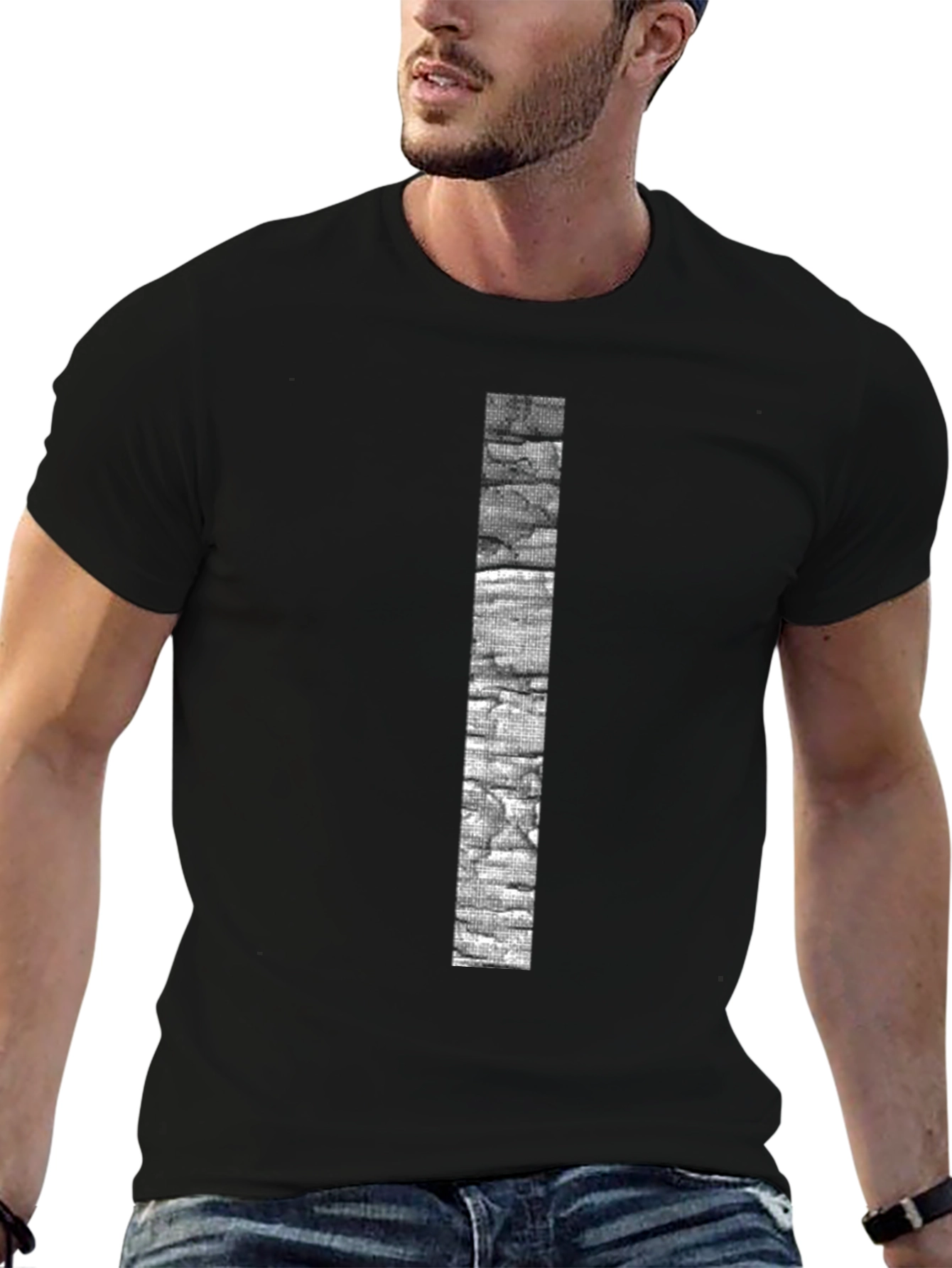 Stone Brick Graphic Print Black T-Shirt