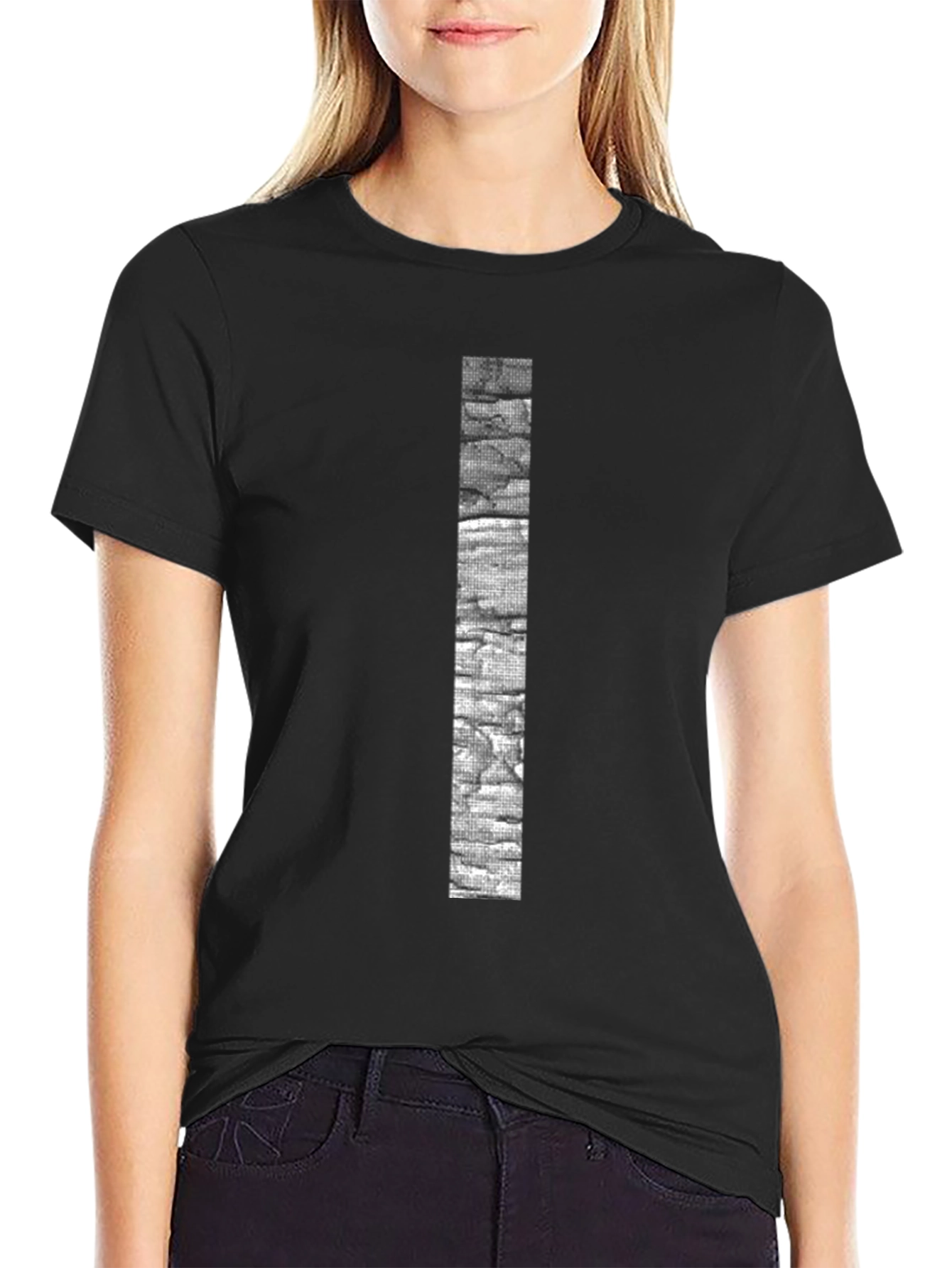 Stone Brick Graphic Print Black T-Shirt