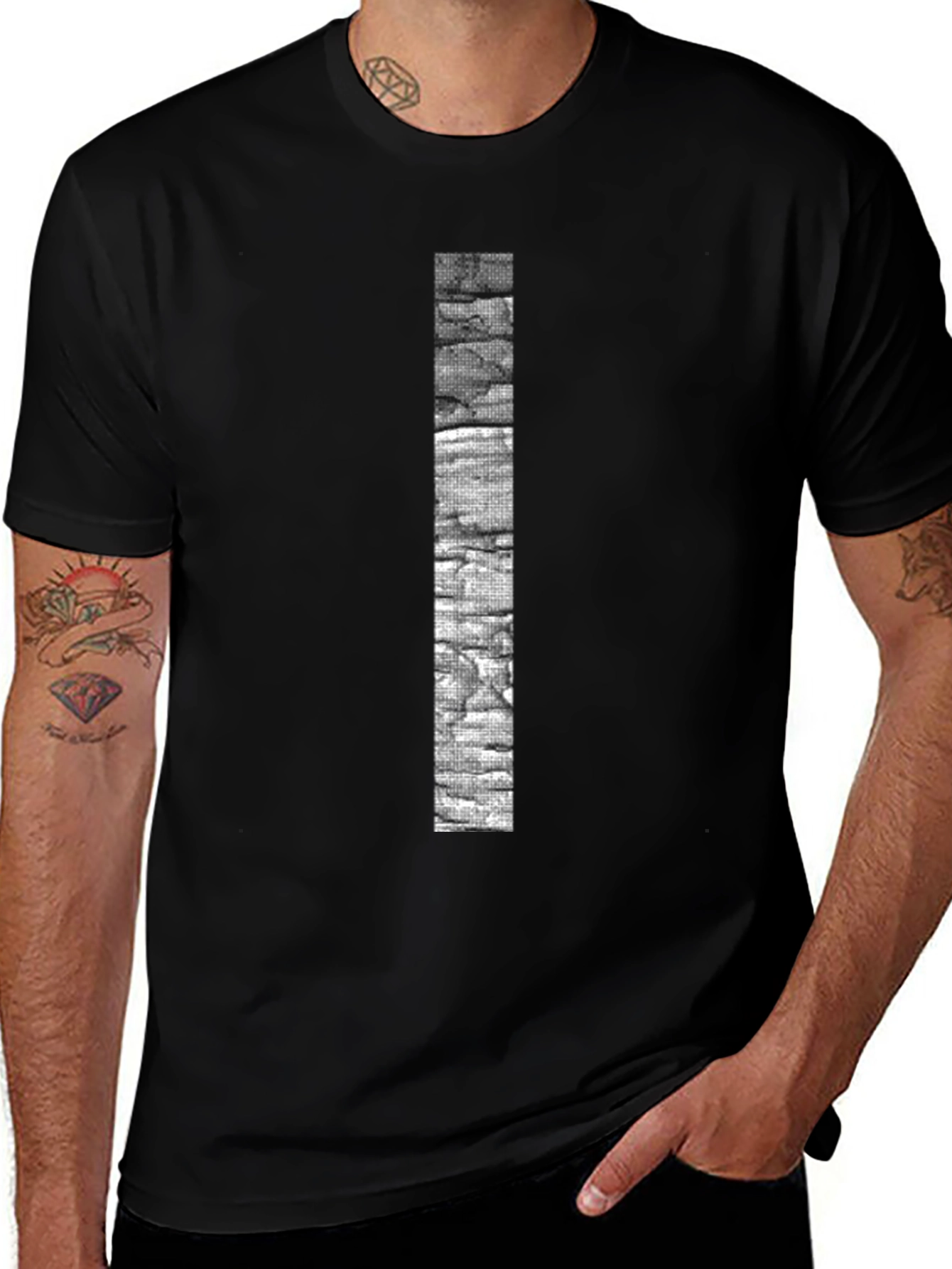 Stone Brick Graphic Print Black T-Shirt