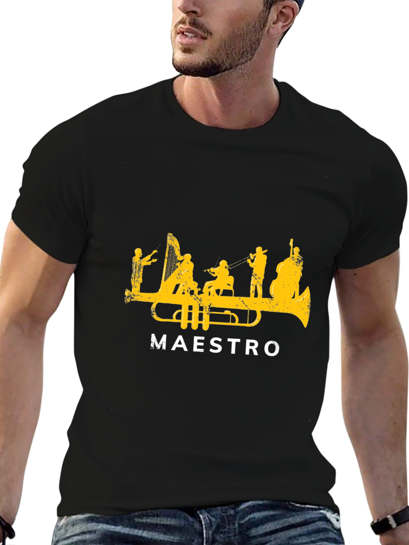Maestro Trumpet Orchestra Graphic T-Shirt - Black
