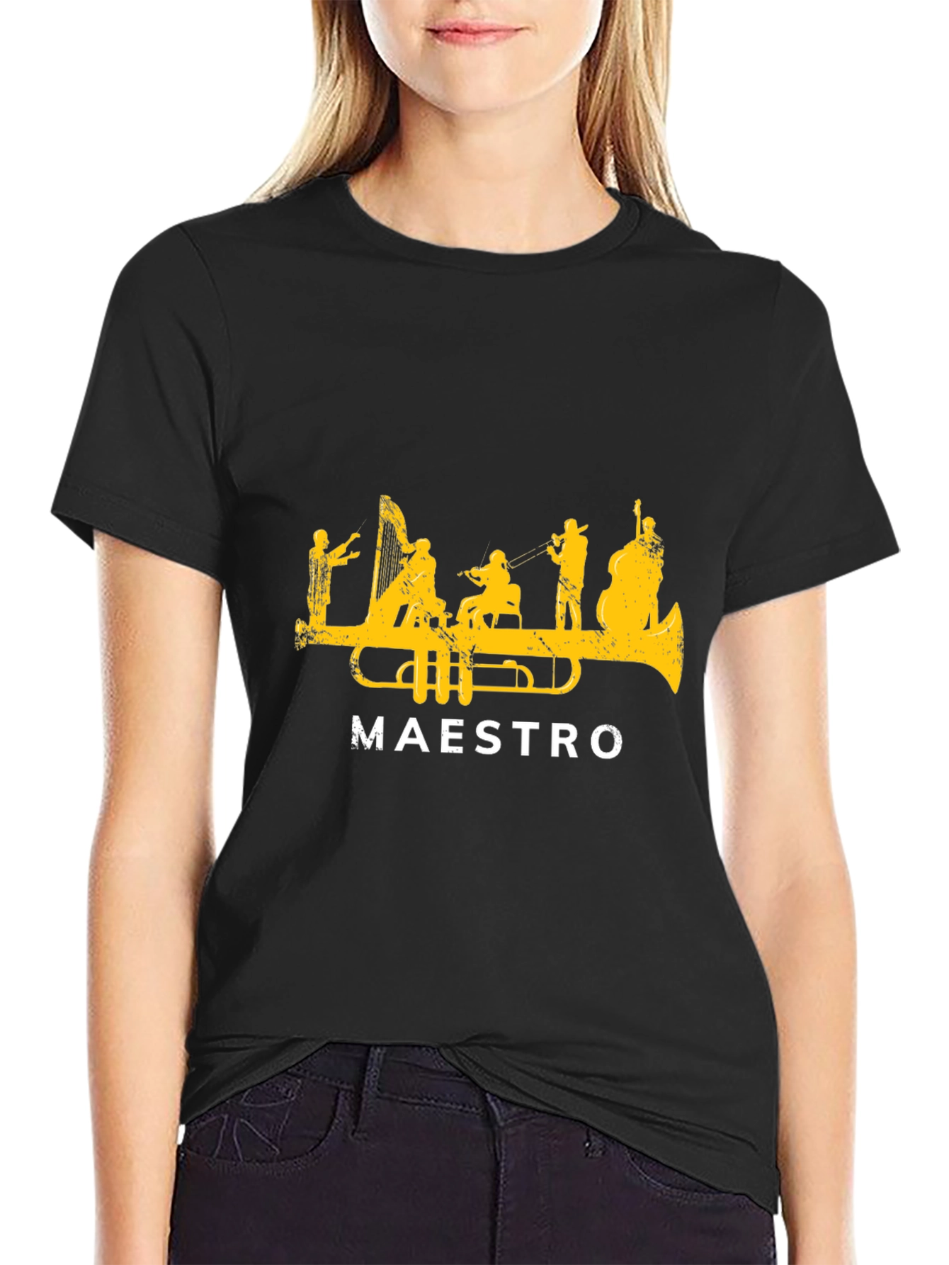 Maestro Trumpet Orchestra Graphic T-Shirt - Black
