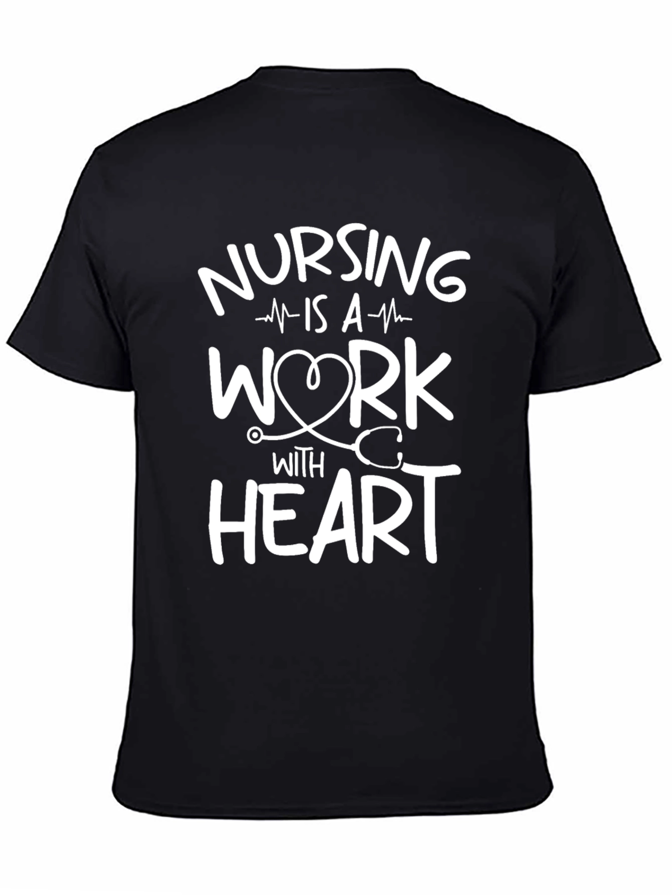Nursing Is a Work with Heart Black T-Shirt