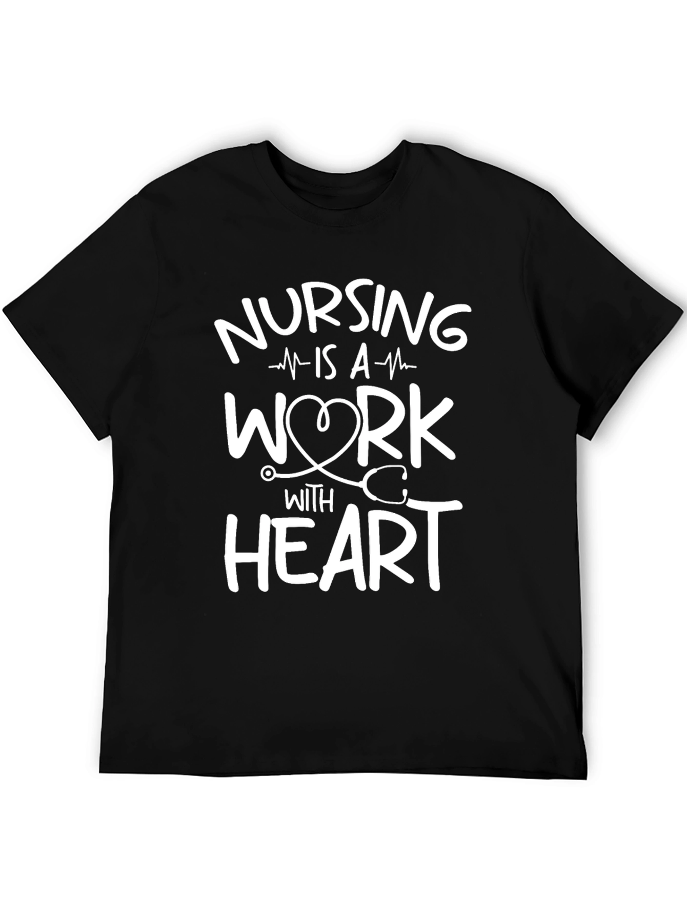 Nursing Is a Work with Heart Black T-Shirt