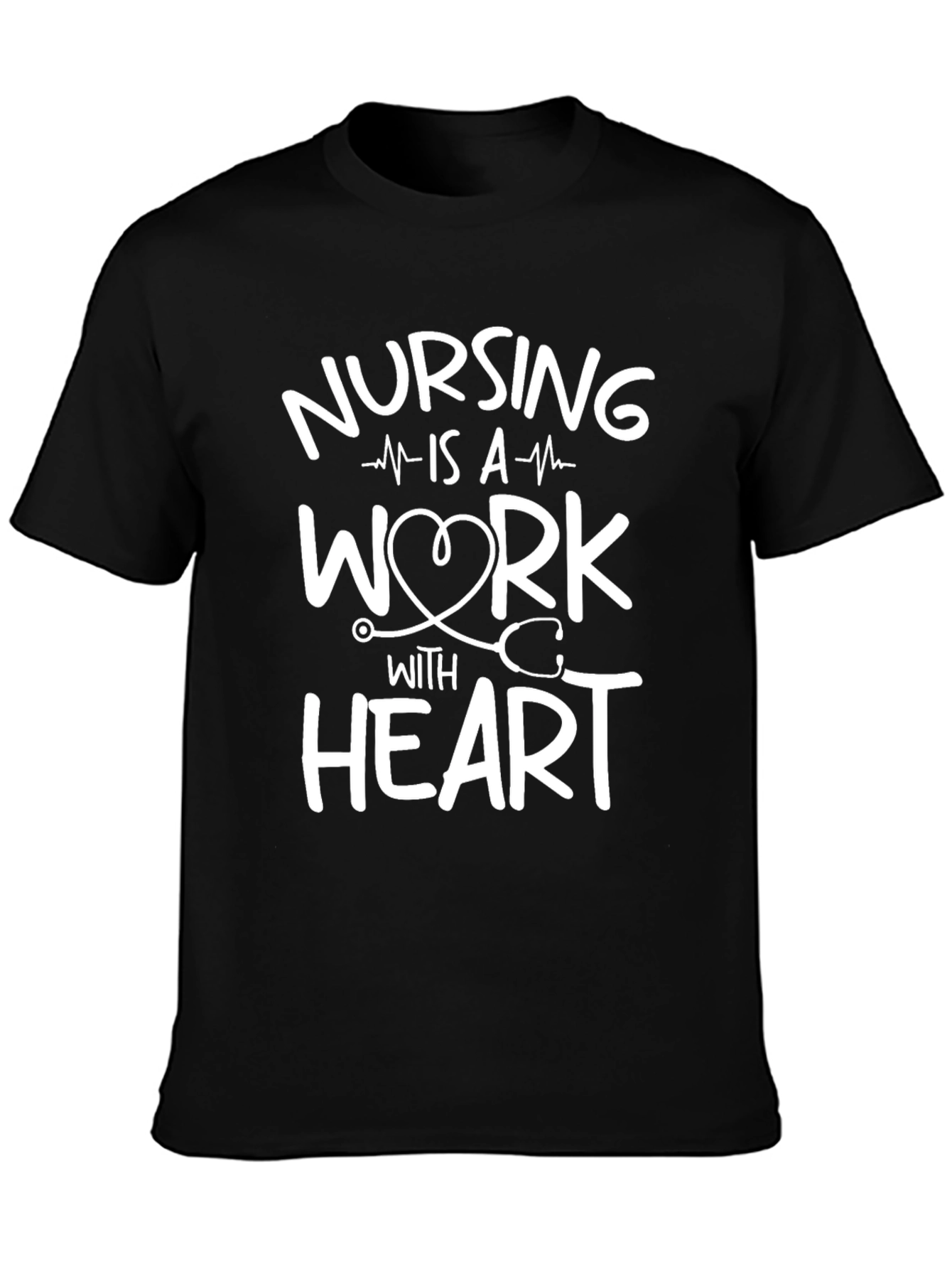 Nursing Is a Work with Heart Black T-Shirt