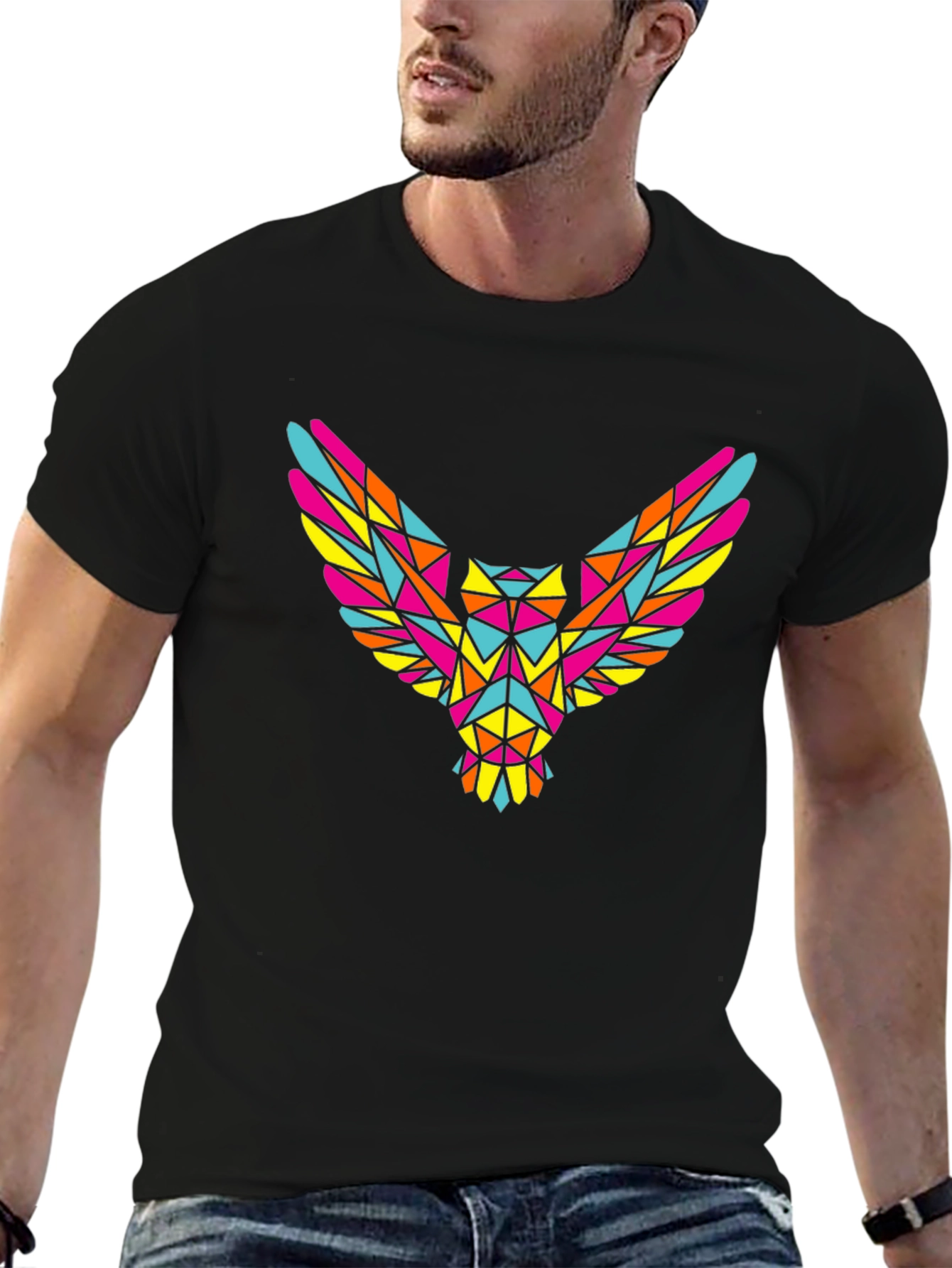 Geometric Owl Graphic Tee - Mens Black T-Shirt