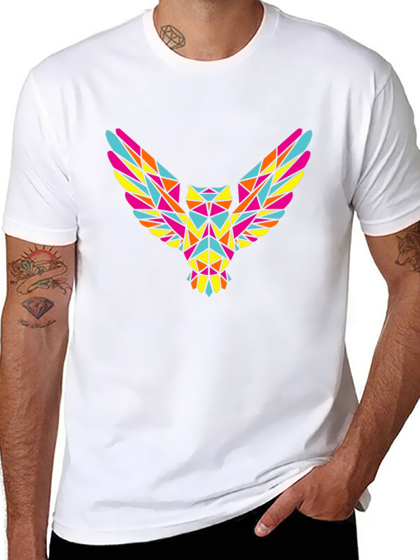 Geometric Owl Graphic Tee - Mens Black T-Shirt