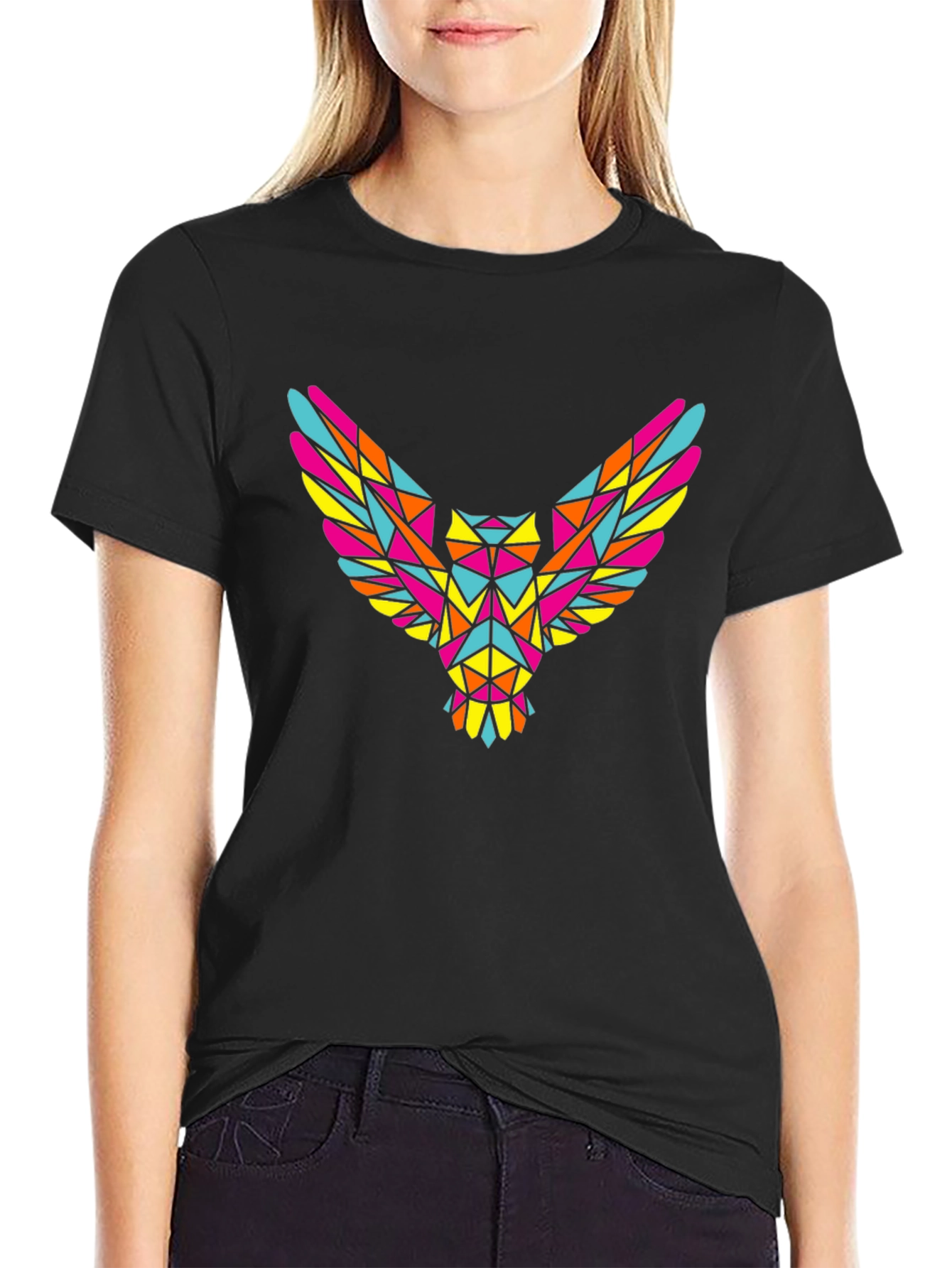 Geometric Owl Graphic Tee - Mens Black T-Shirt