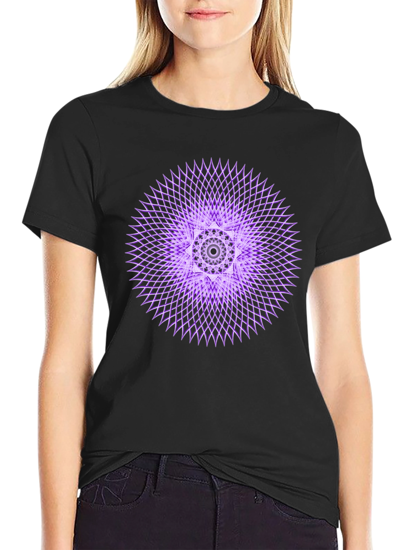Geometric Patterned Black T-Shirt