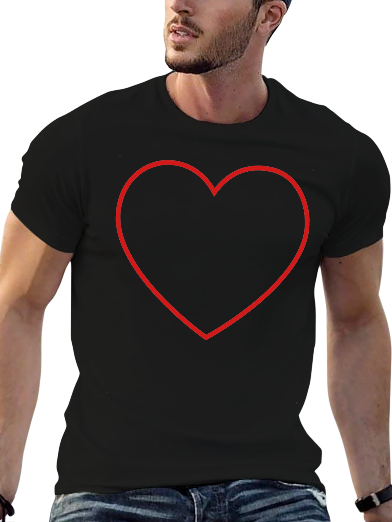 Heart Outline Black T-Shirt