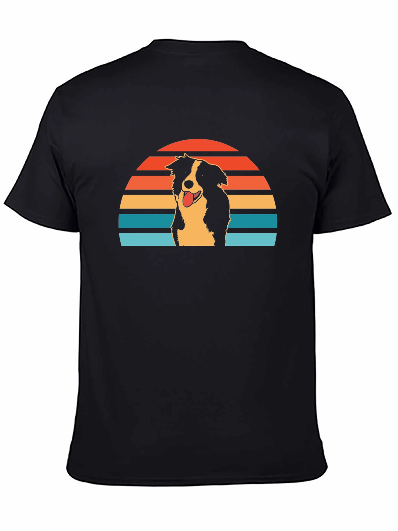 Retro Border Collie Sunset Graphic Tee
