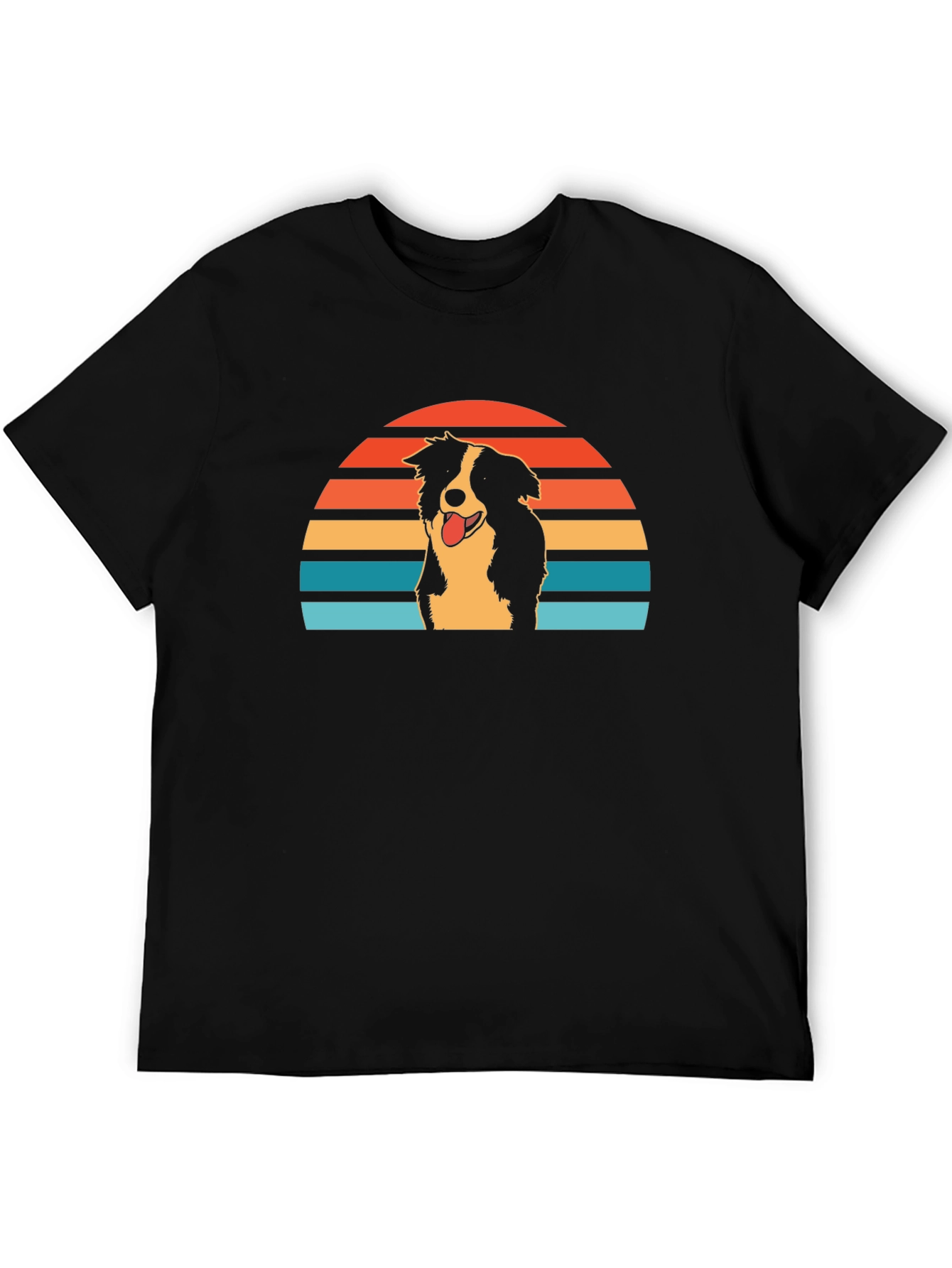 Retro Border Collie Sunset Graphic Tee