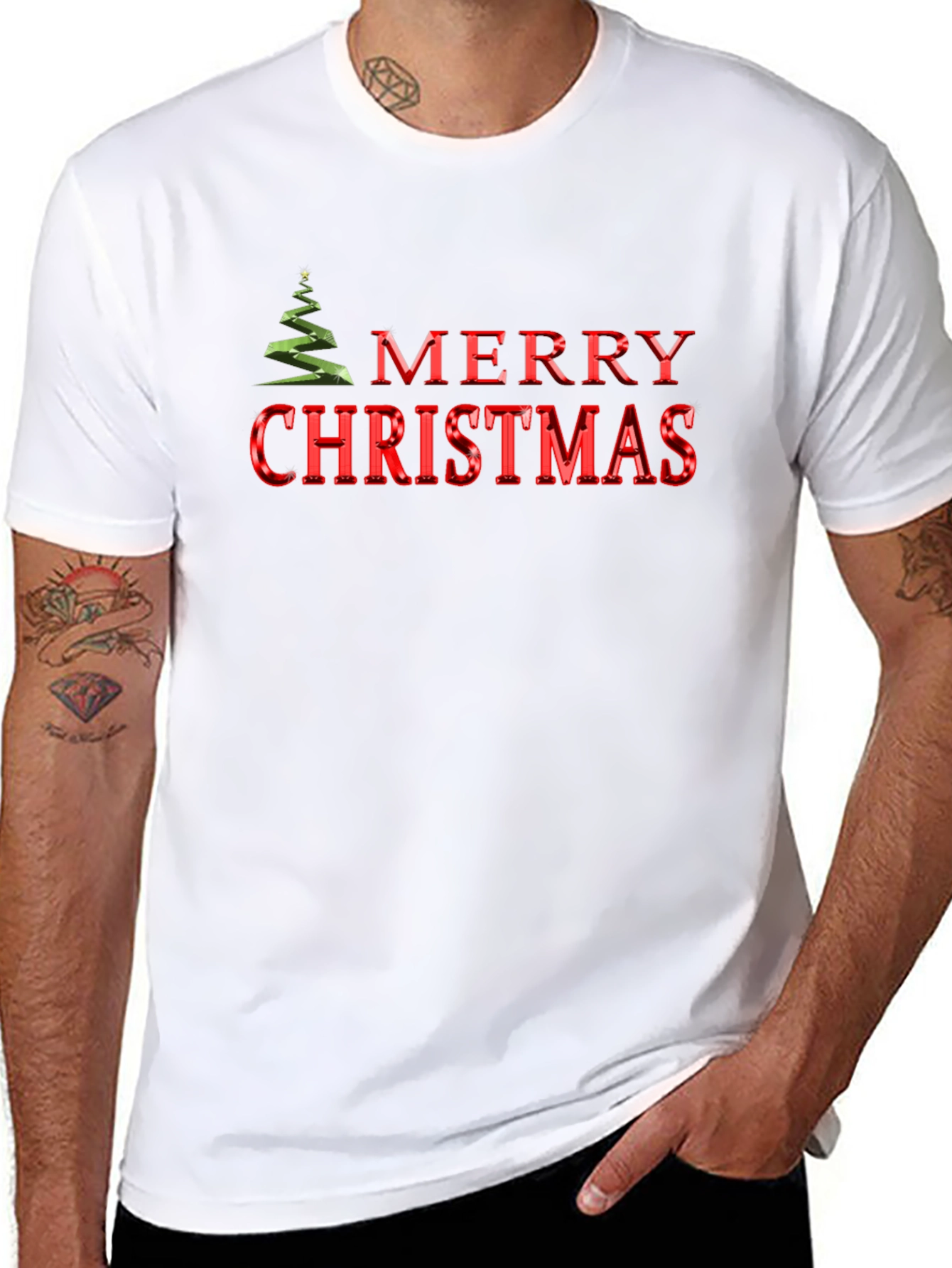 Merry Christmas Tree Graphic T-Shirt