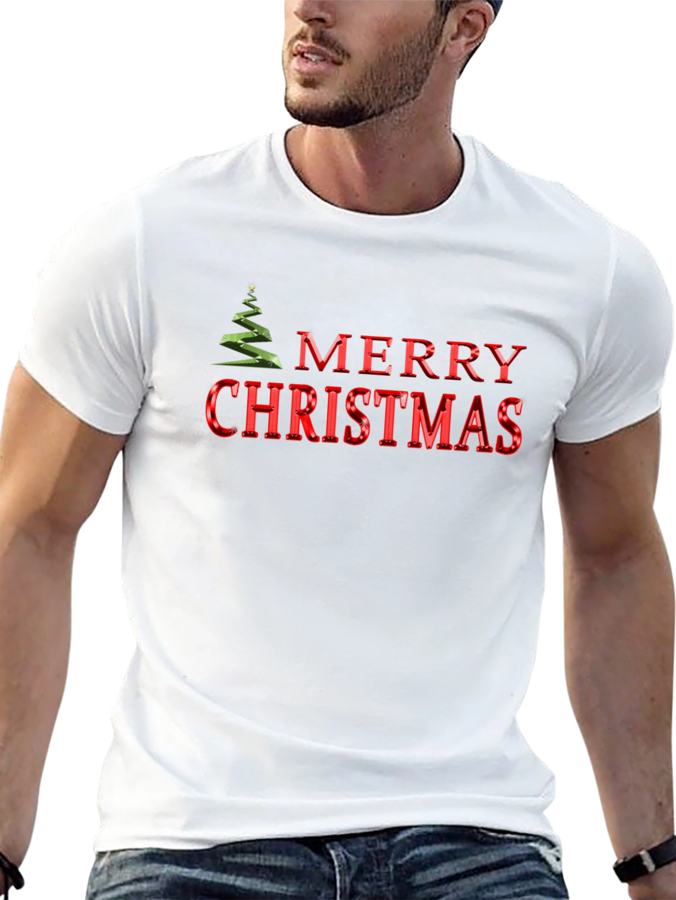 Merry Christmas Tree Graphic T-Shirt