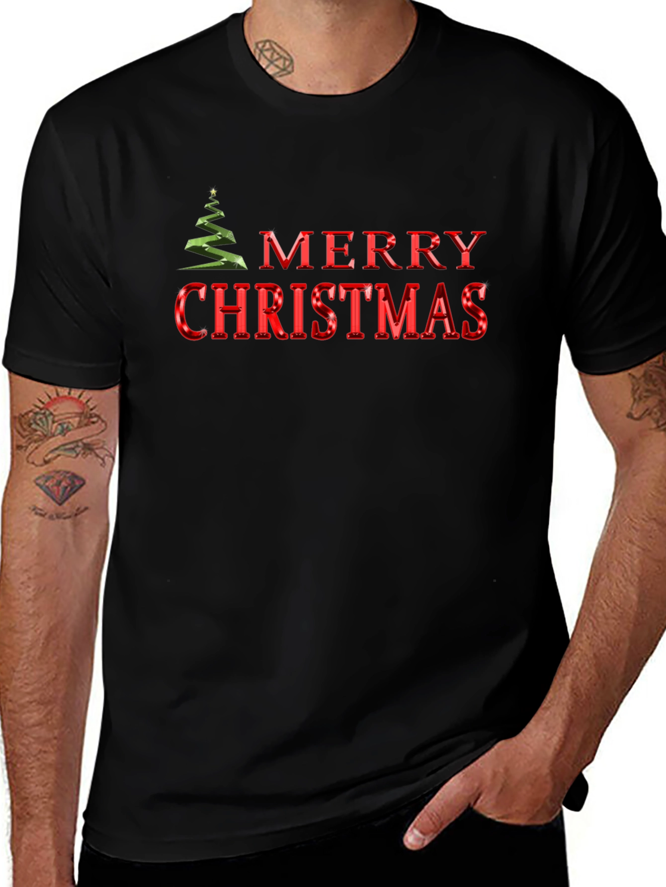 Merry Christmas Tree Graphic T-Shirt