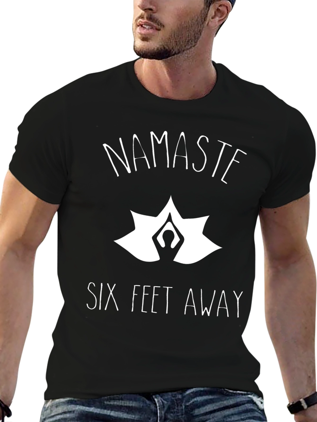 Namaste Six Feet Away Novelty T-Shirt