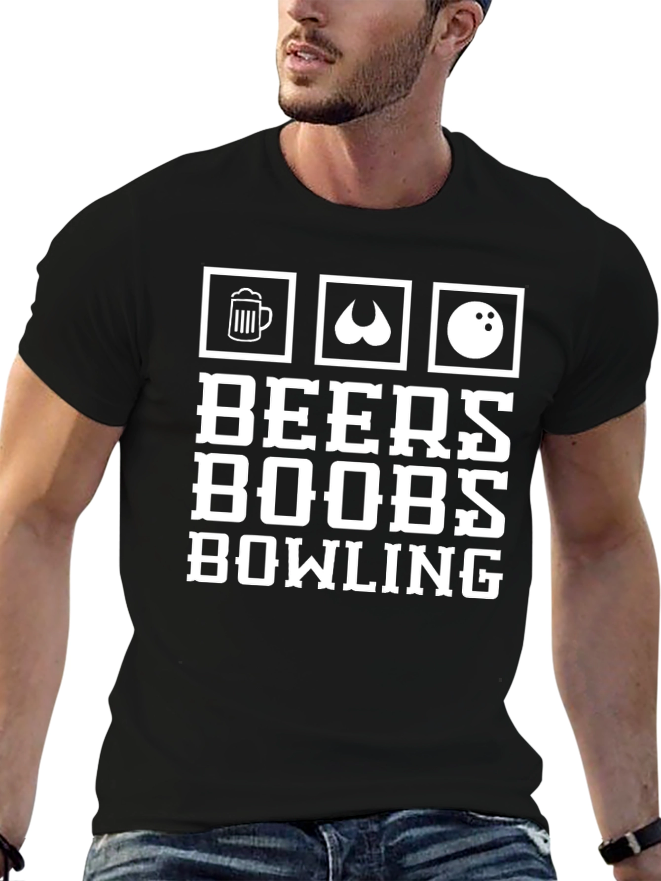 Beers Boobs Bowling Graphic Tee