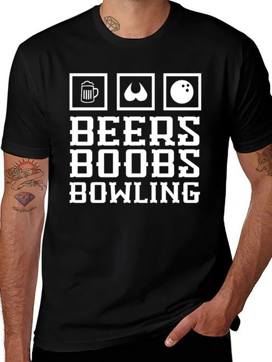 Beers Boobs Bowling Graphic Tee