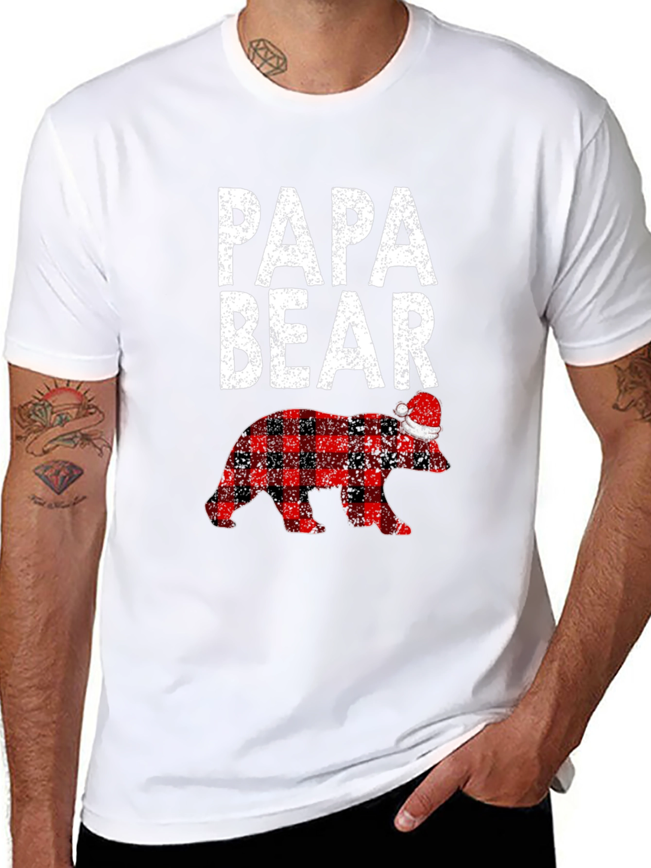 Papa Bear Plaid Christmas T-Shirt
